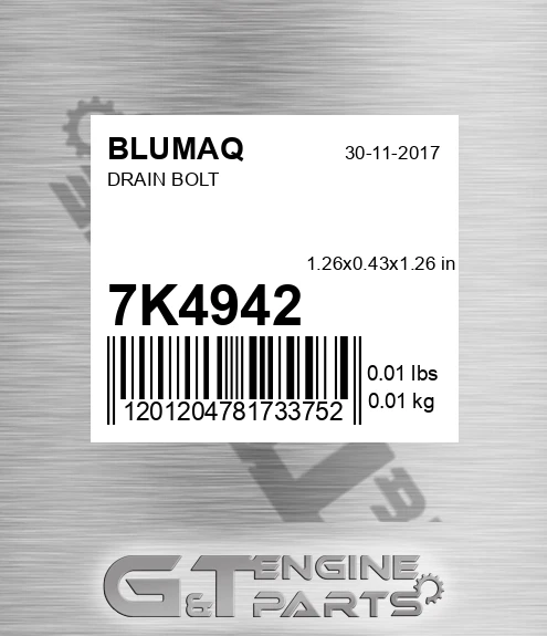 7K-4942 Drain Bolt for BLUMAQ