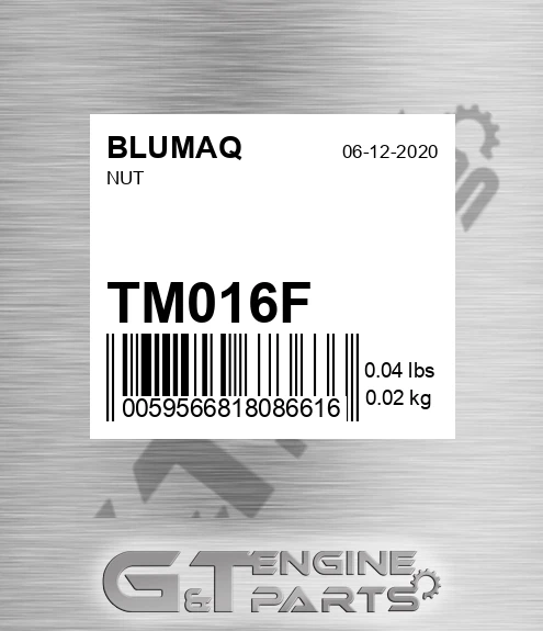 TM016F Nut for BLUMAQ