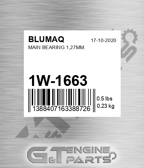 1W-1663 Main Bearing 1,27mm.