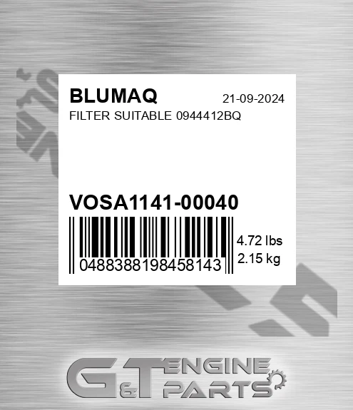 VOSA1141-00040 Filter Suitable 0944412bq for BLUMAQ