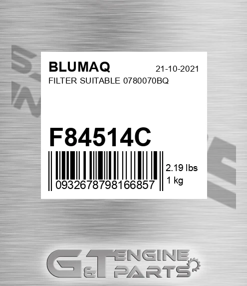 F84514C Filter Suitable 0780070bq