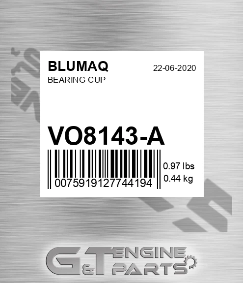 VO8143-A Bearing Cup for BLUMAQ