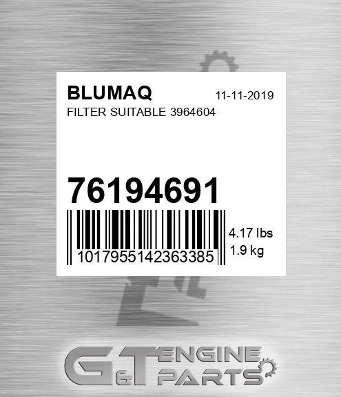 76194691 Filter Suitable 3964604
