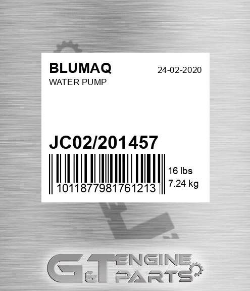 JC02/201457 Water Pump for BLUMAQ
