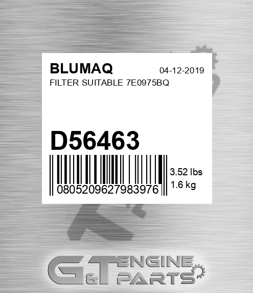 D56463 Filter Suitable 7e0975bq