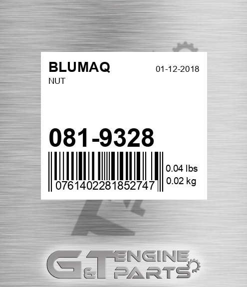 081-9328 Nut for BLUMAQ