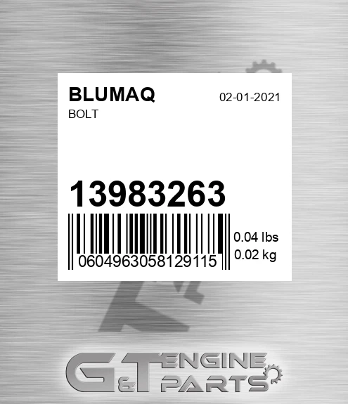 13983263 Bolt for BLUMAQ