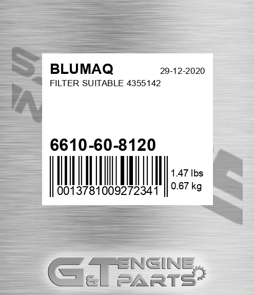 6610-60-8120 Filter Suitable 4355142 for BLUMAQ