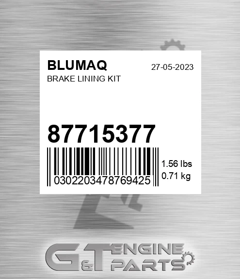87715377 Brake Lining Kit