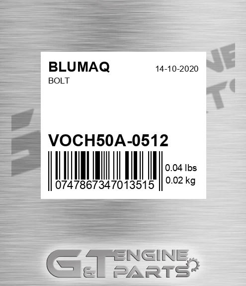 VOCH50A-0512 Bolt for BLUMAQ