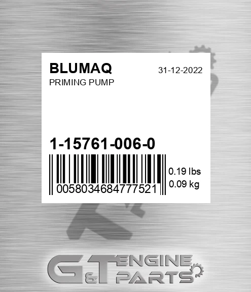 1-15761-006-0 Priming Pump for BLUMAQ