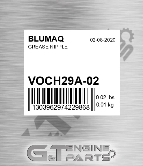VOCH29A-02 Grease Nipple for BLUMAQ