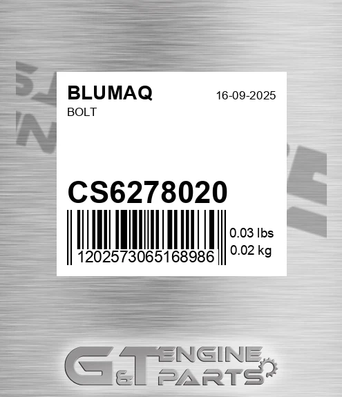 CS627-8020 Bolt for BLUMAQ