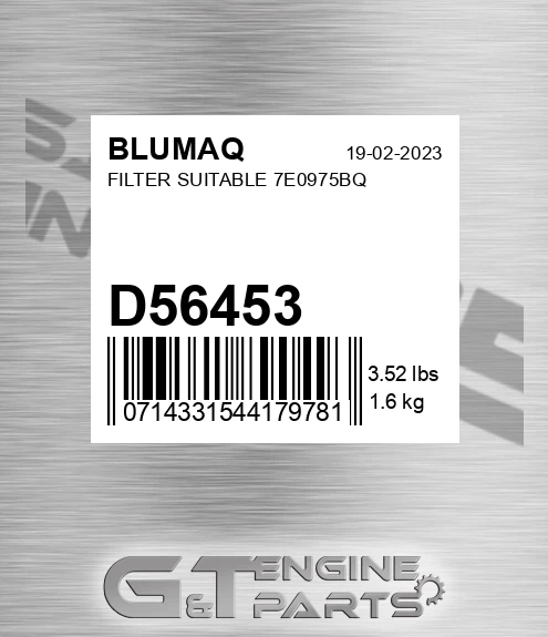 D56453 Filter Suitable 7e0975bq