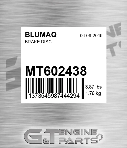 MT602438 Brake Disc for BLUMAQ