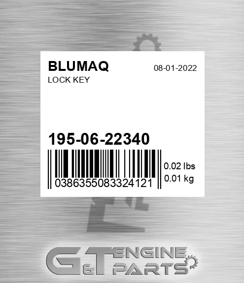 195-06-22340 Lock Key for BLUMAQ