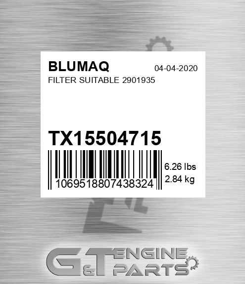 TX15504715 Filter Suitable 2901935 for BLUMAQ