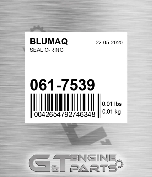 061-7539 Seal O-ring for BLUMAQ