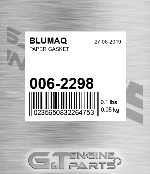 006-2298 Paper Gasket for BLUMAQ