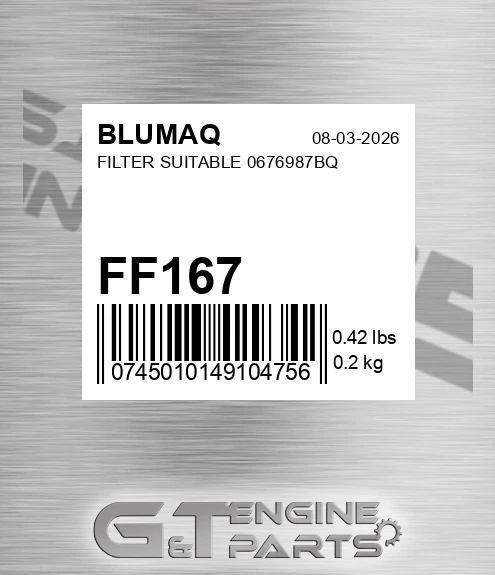 FF167 Filter Suitable 0676987bq