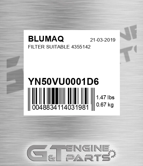 YN50VU0001D6 Filter Suitable 4355142 for BLUMAQ