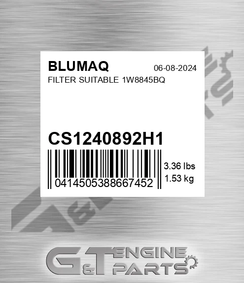 CS1240892H1 Filter Suitable 1w8845bq for BLUMAQ