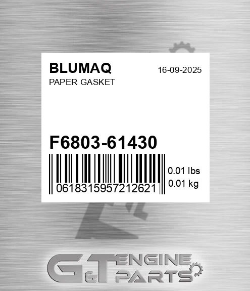 F6803-61430 Paper Gasket for BLUMAQ