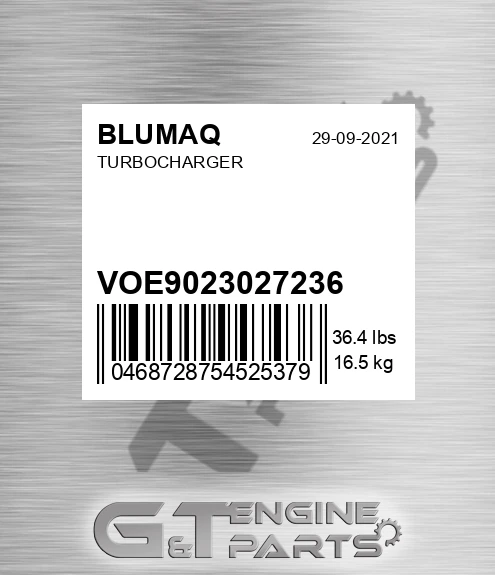 VOE9023027236 Turbocharger for BLUMAQ