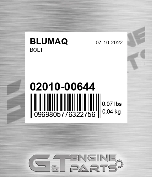 02010-00644 Bolt for BLUMAQ