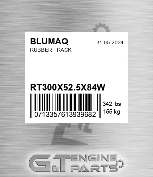 RT300X52.5X84W Rubber Track for BLUMAQ