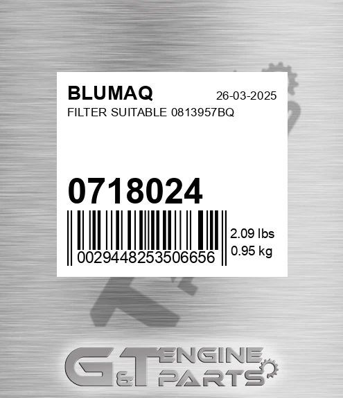 0718024 Filter Suitable 0813957bq for BLUMAQ