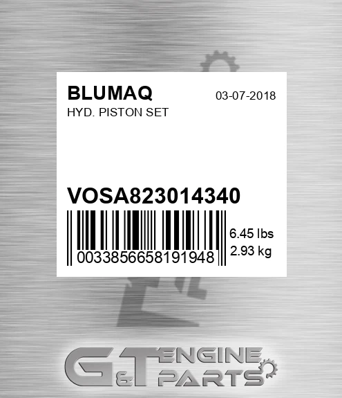 VOSA8230-14340 Hyd. Piston Set for BLUMAQ
