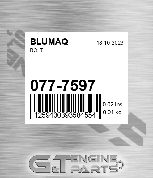 077-7597 Bolt for BLUMAQ