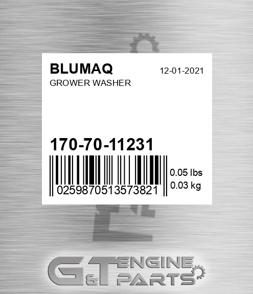 170-70-11231 Grower Washer for BLUMAQ