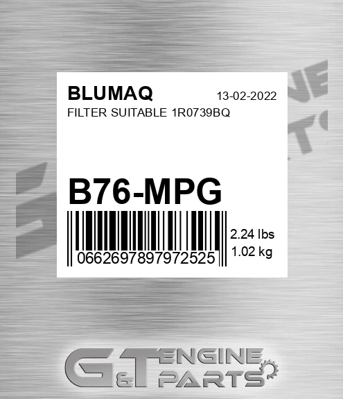 B76-MPG Filter Suitable 1r0739bq