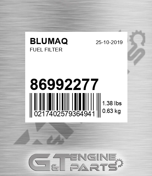 86992277 Fuel Filter