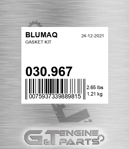 030.967 Gasket Kit for BLUMAQ