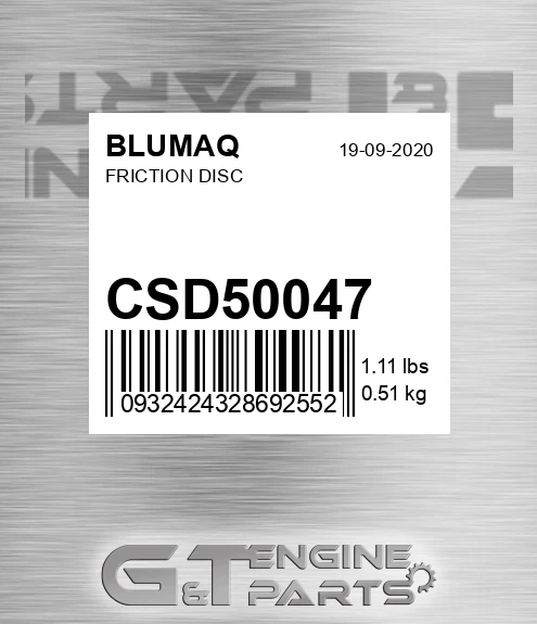 CSD50047 Friction Disc for BLUMAQ