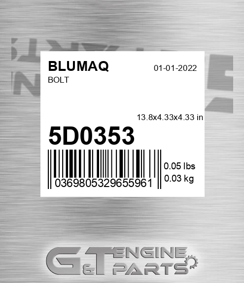 5D-0353 Bolt for BLUMAQ