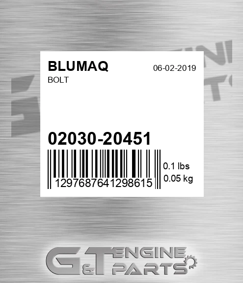 02030-20451 Bolt for BLUMAQ