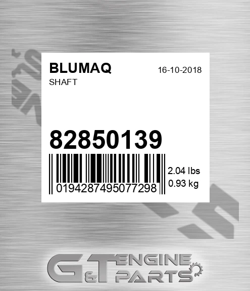 82850139 BLUMAQ Shaft