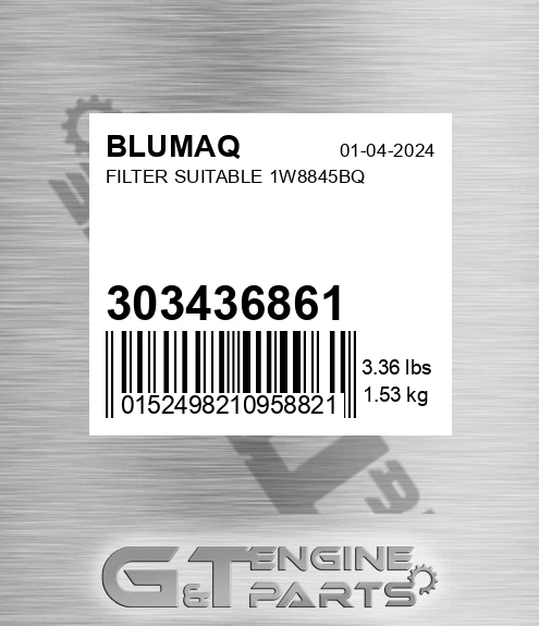 303436861 Filter Suitable 1w8845bq for BLUMAQ