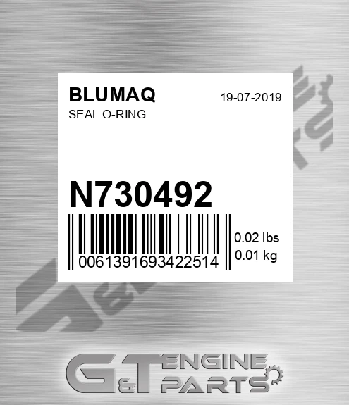N730492 Seal O-ring