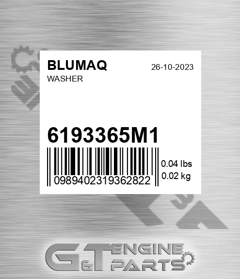 6193365M1 Washer for BLUMAQ
