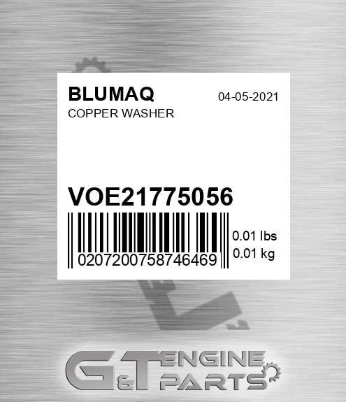 VOE21775056 Copper Washer for BLUMAQ