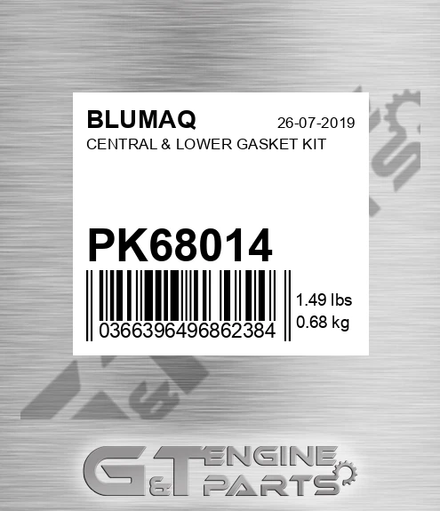 PK68014 Central & Lower Gasket Kit for BLUMAQ