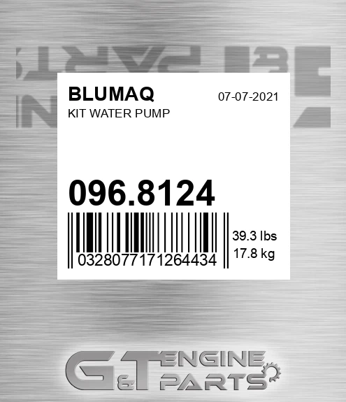 096.8124 Kit Water Pump for BLUMAQ