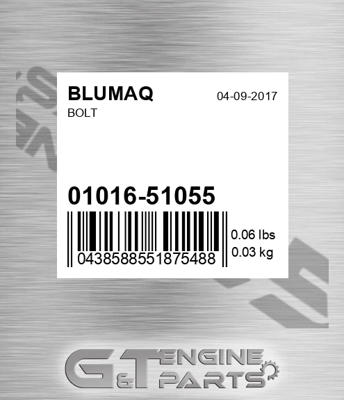 01016-51055 Bolt for BLUMAQ