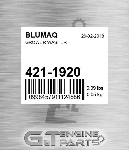 421-1920 Grower Washer for BLUMAQ