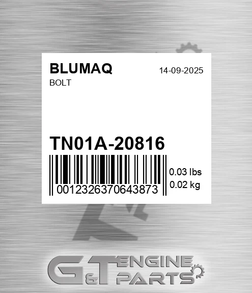 TN01A-20816 Bolt for BLUMAQ